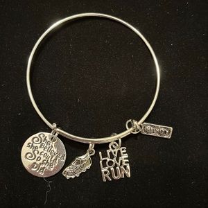 Live, Love, Run!  Silver runner’s bangle bracelet